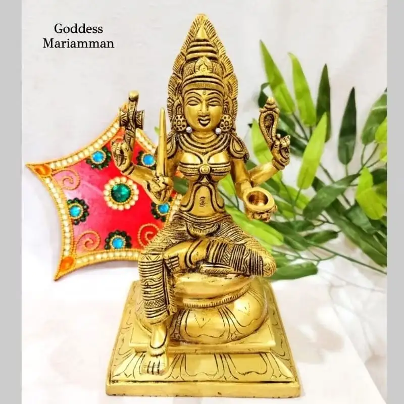 Goddess Mariamman Statue Brass Antique Finish - image 1