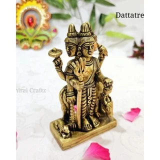 Lord Dattatreya Statue (M) Brass Antique Finish Dattatreyar Brass Sculpture - image 2