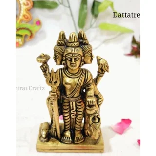 Lord Dattatreya Statue (M) Brass Antique Finish Dattatreyar Brass Sculpture - image 1