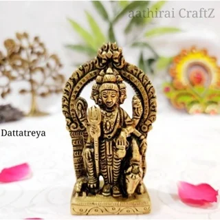 Lord Dattatreya Statue Brass Antique Finish Dattatreyar Brass Sculpture - image 1