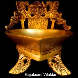 Heart Gaja Laxmi Lamp / Heart Lakshmi Lamp Brass Antique Finish - image 2