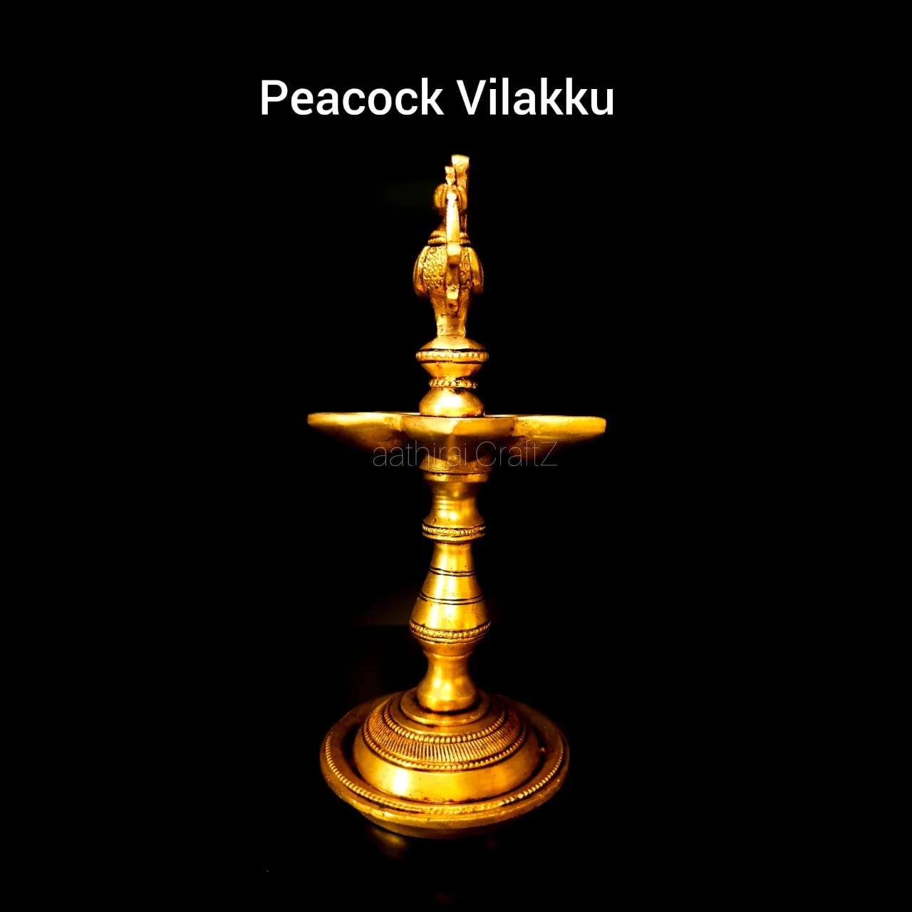 Peacock Vilakku / Lamp Statue Brass Antique Finish - image 2