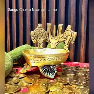Sangu Chakra Naamam Lamp Antique Finish Sangu Chakram Naamam Vilakku - image 1