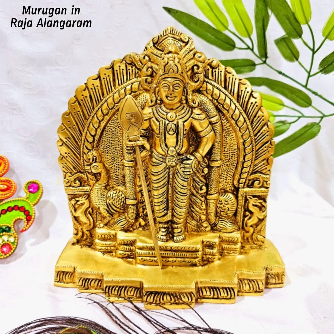 Murugan in Raja Alangaram Brass Antique Finish Lord Murugan Back full frame - image 1