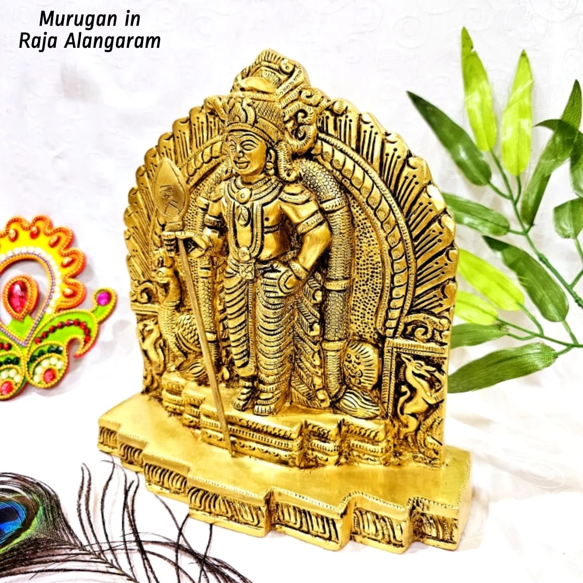 Murugan in Raja Alangaram Brass Antique Finish Lord Murugan Back full frame - image 2
