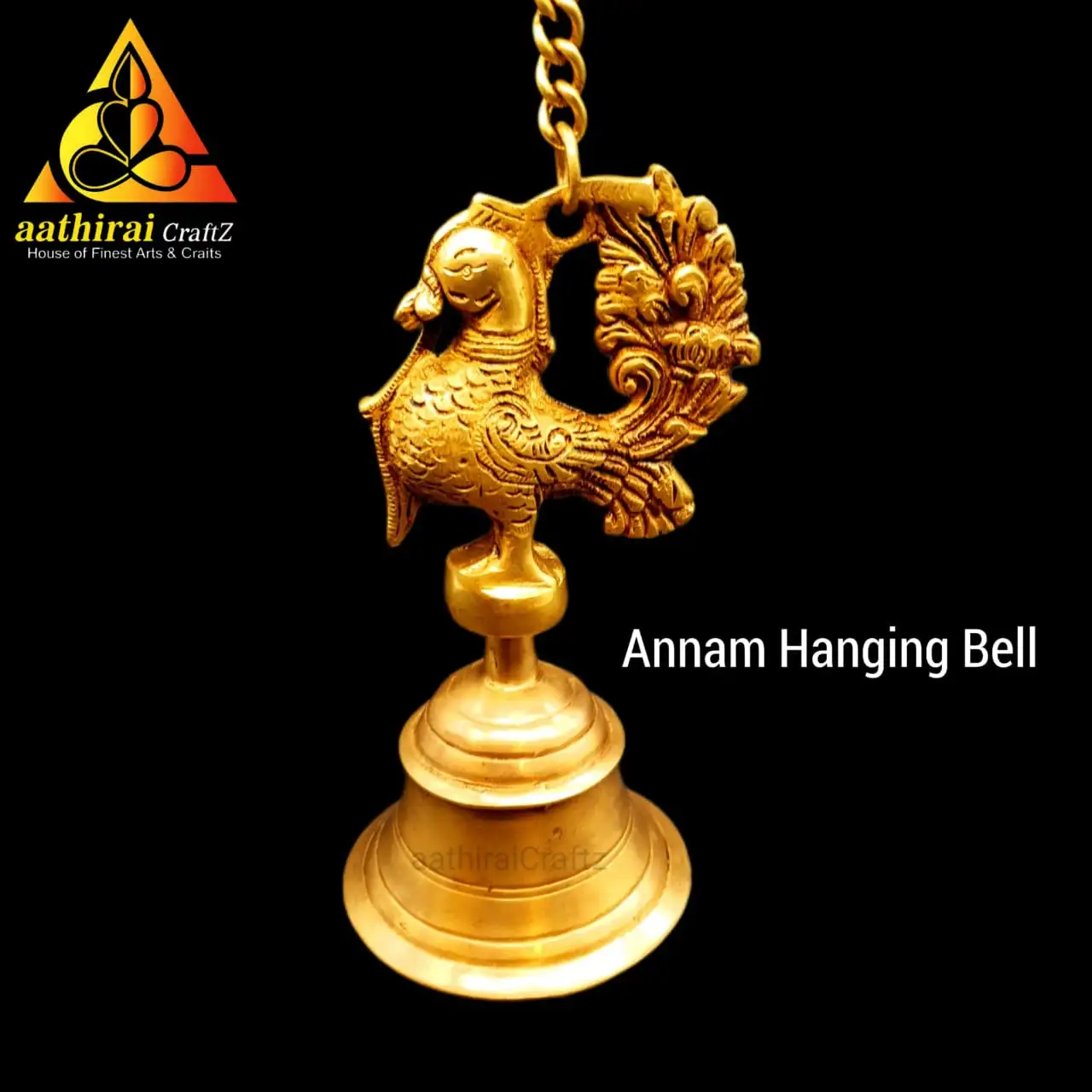 Annam Hanging Bell Brass Antique Finish - image 2