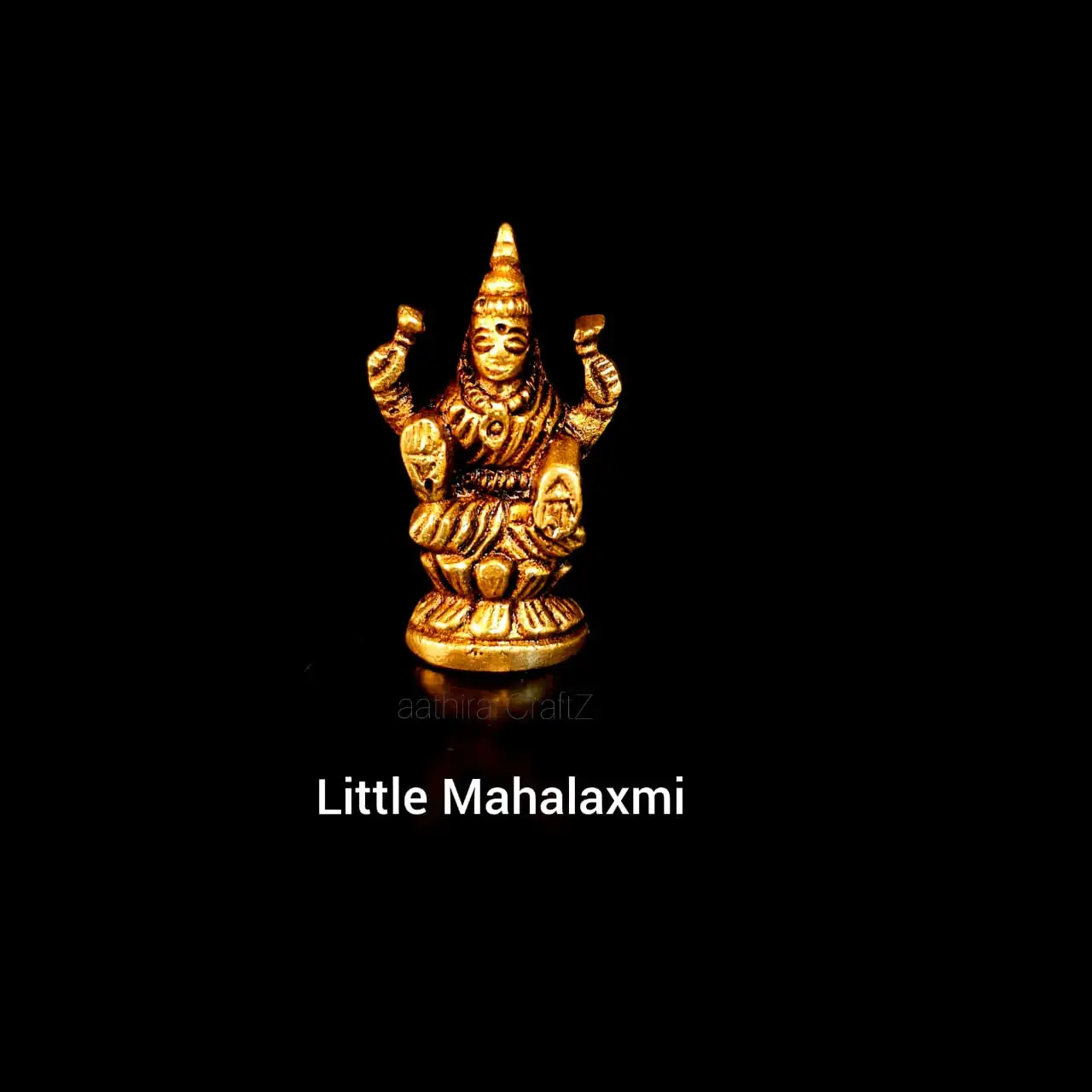 Little Mahalaxmi Statue Brass Antique Finish - image 1