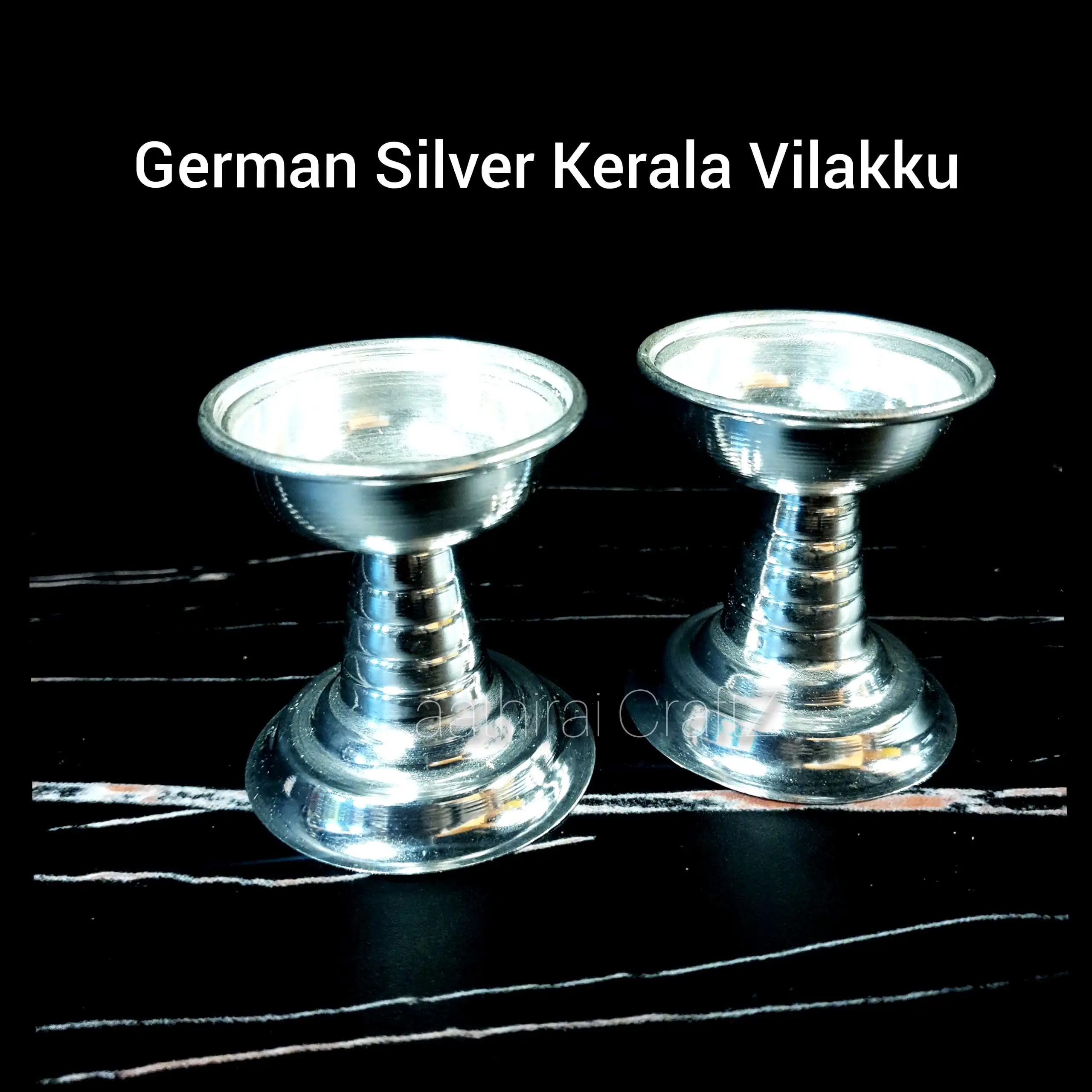 German Silver Kerala Vilakku Pair - image 1
