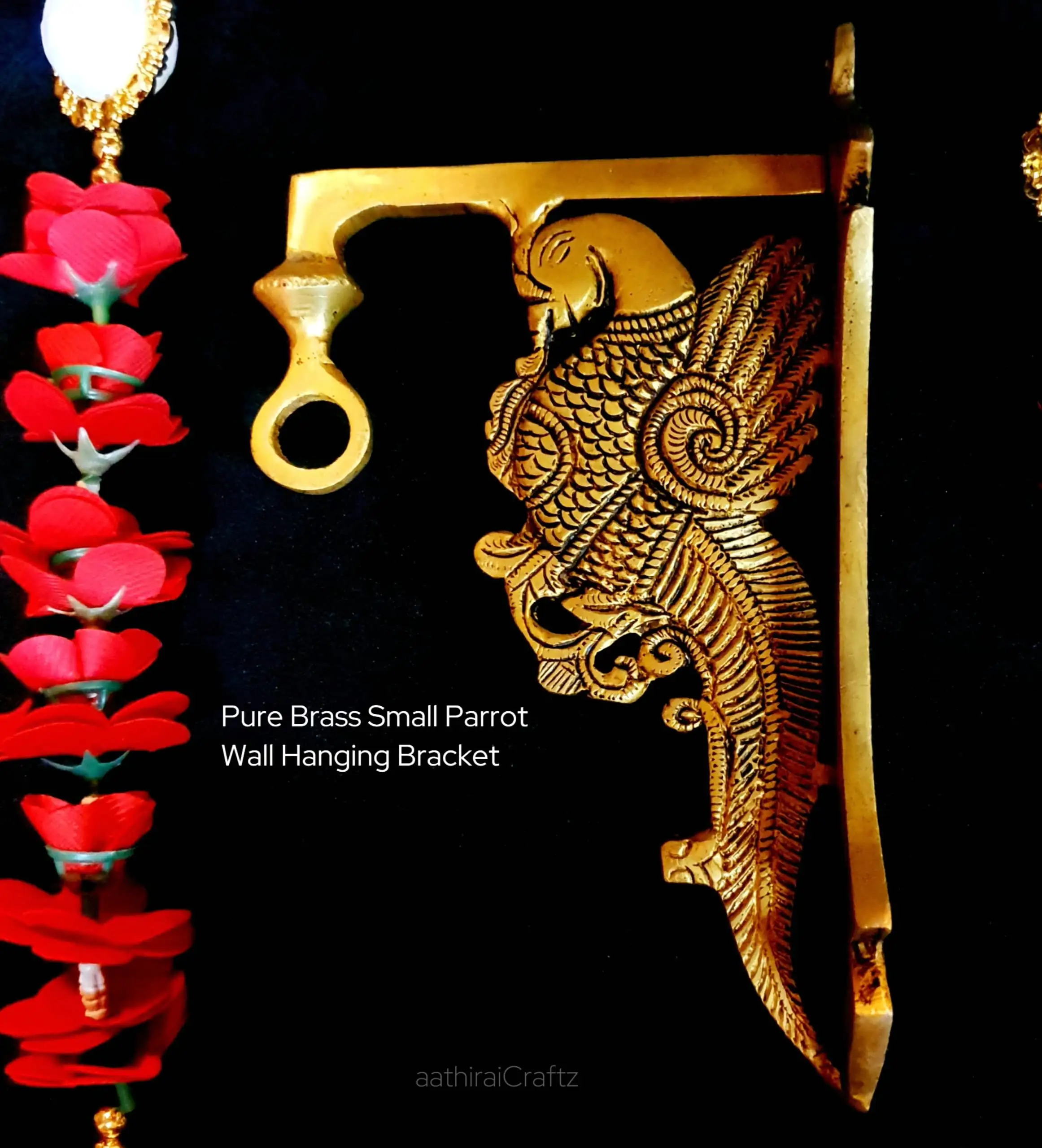 Pure Brass Small Parrot Wall Hanging Bracket Masterpiece - image 1