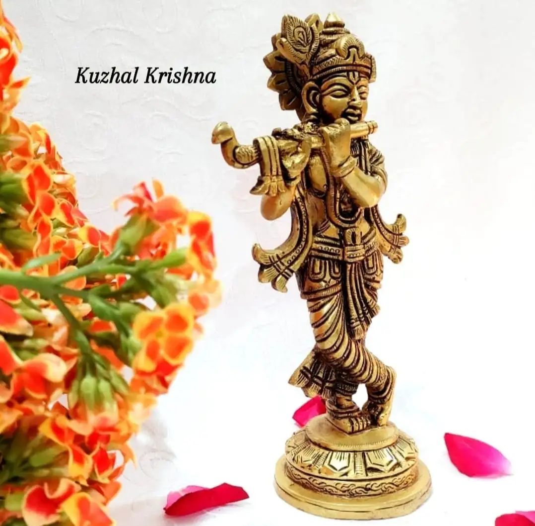 Kuzhal Krishna statue Brass Antique Finish - image 2