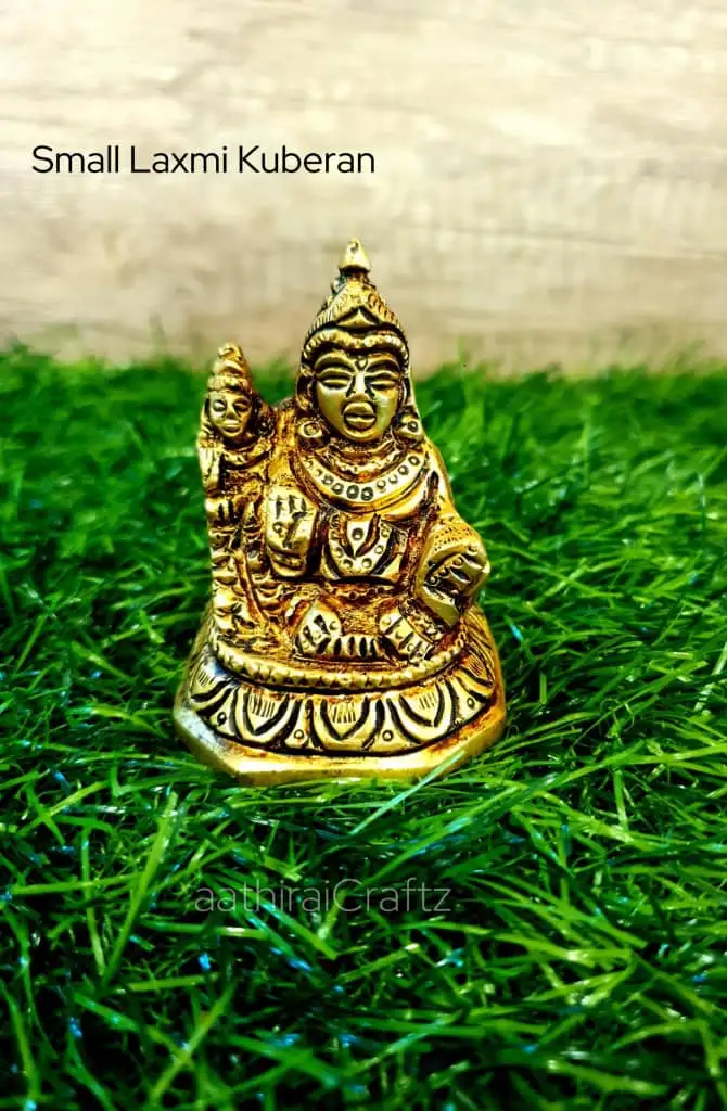 Small Laxmi Kuberan Idol Brass Antique Finish - image 1