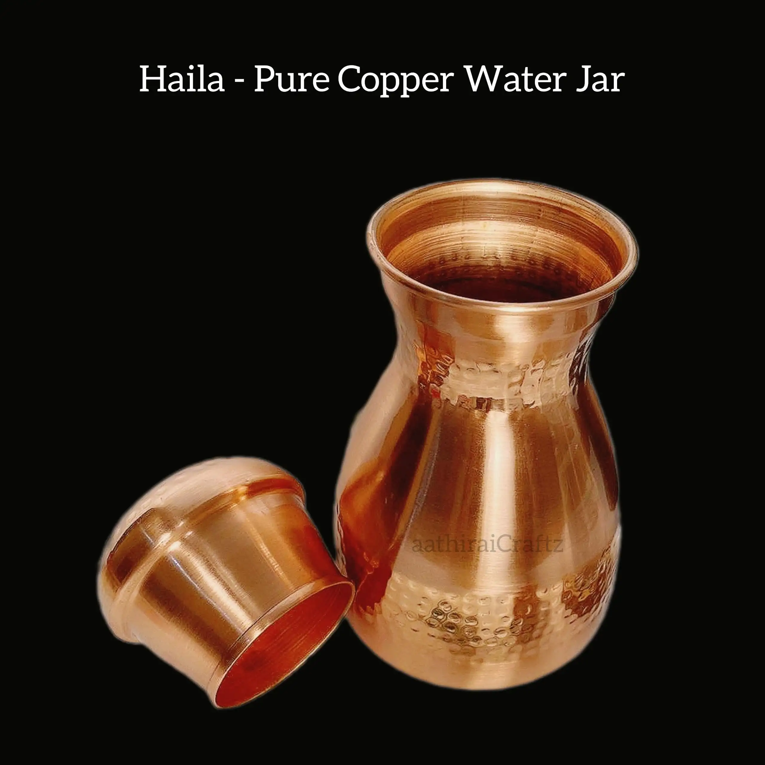 Haila - Pure Copper Hammered Matka Bedroom Jar - image 2