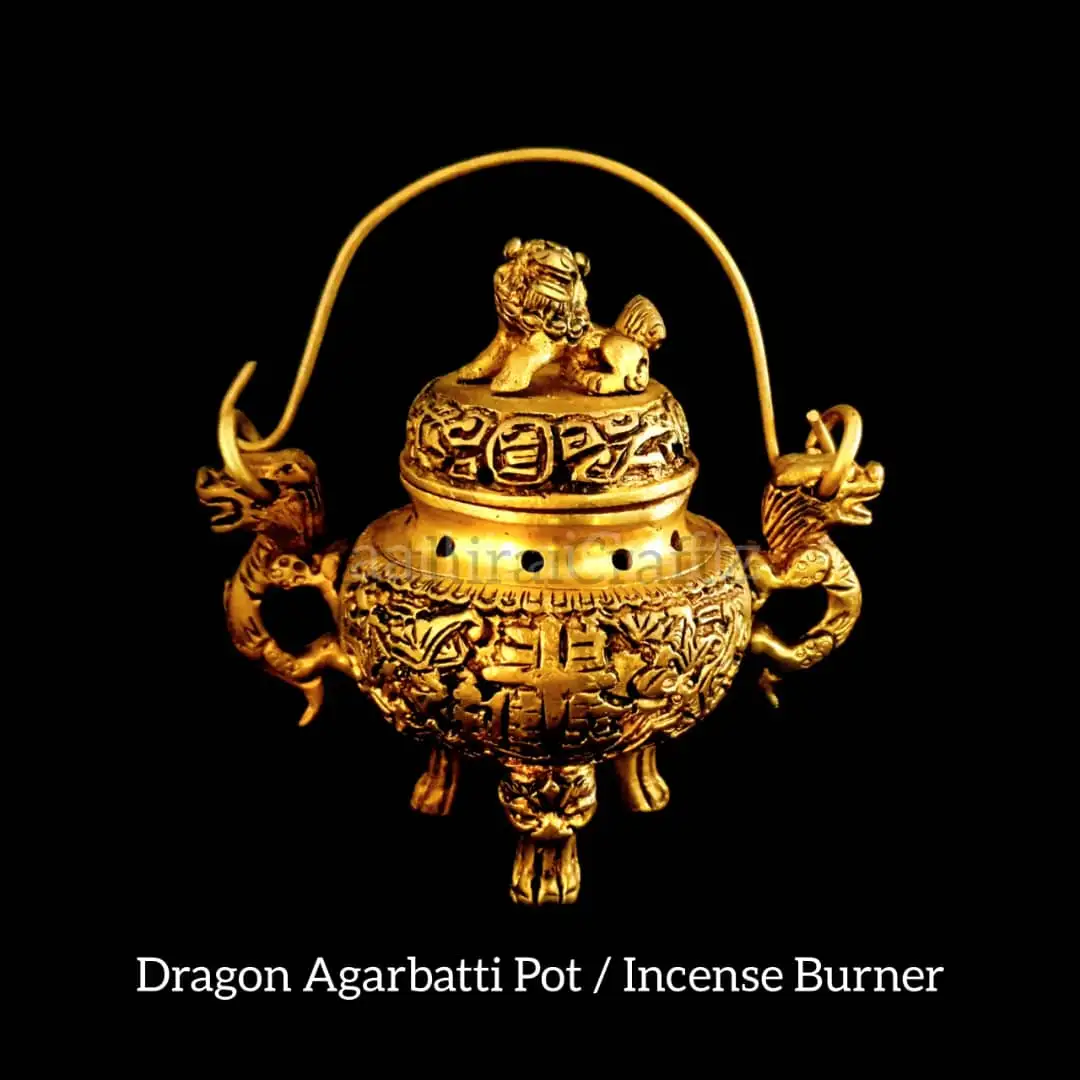 Dragon Brass Incense Burner Pot Antique Finish - image 1