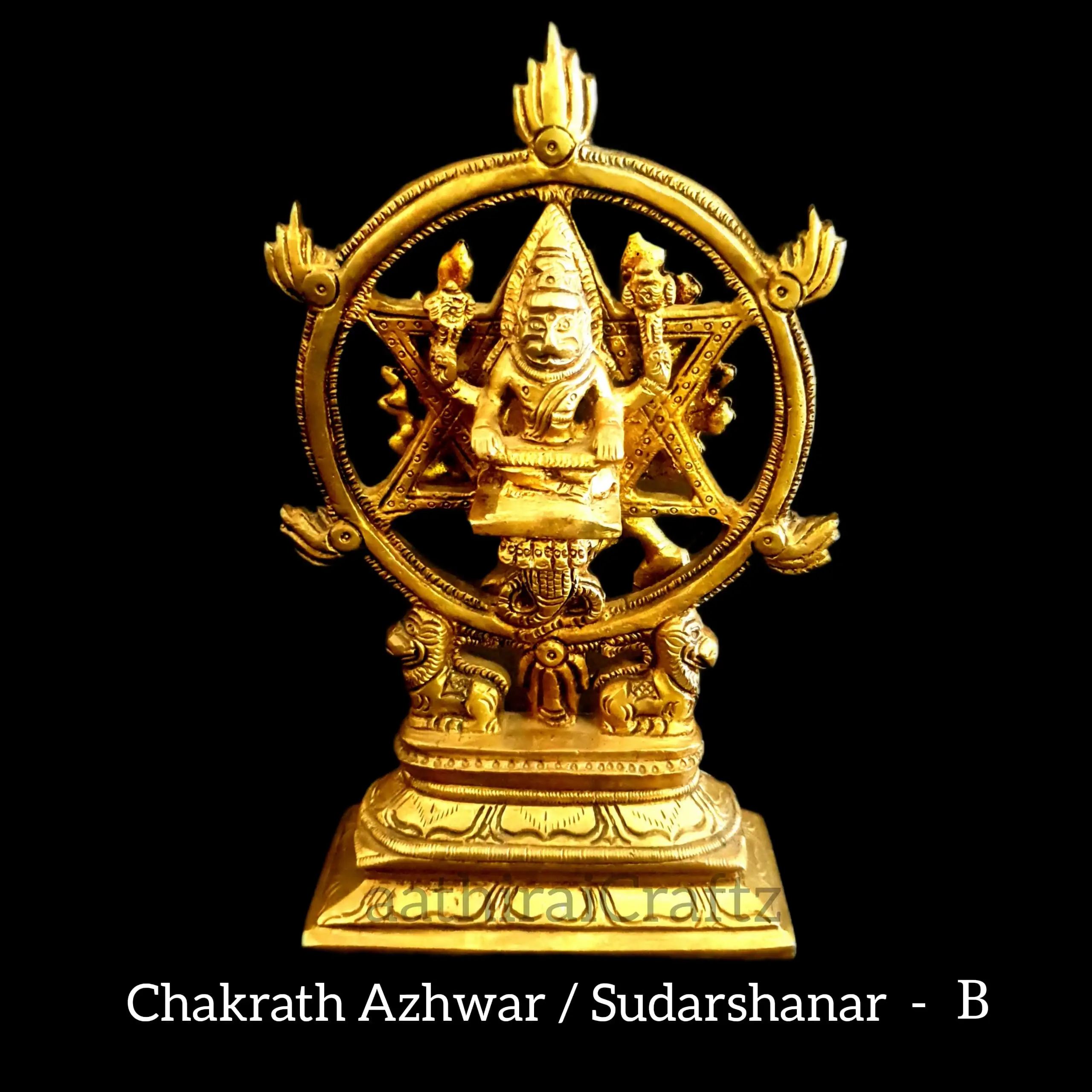 Chakrath Azhwar / Sudarshanar Brass Antique Finish - Large - image 1