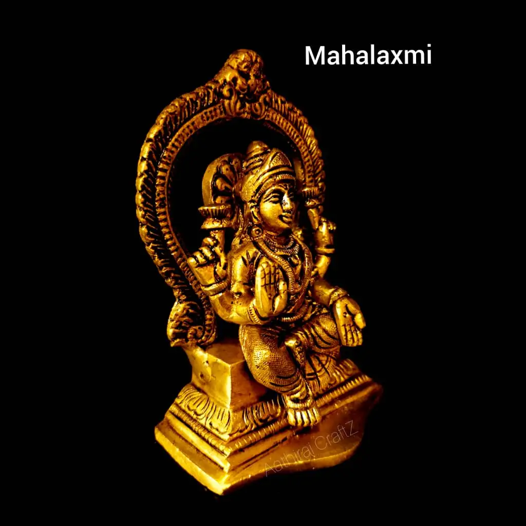 Frame Laksmi Statue Brass Antique Finish Mahalaxmi Tiruvachi - image 2