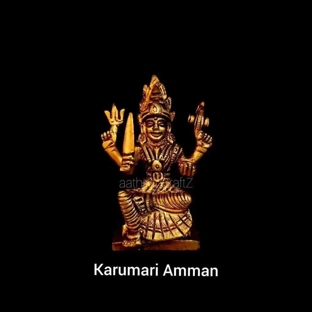 Mariamman / Karumari Amman Statue Brass Antique Finish - image 1