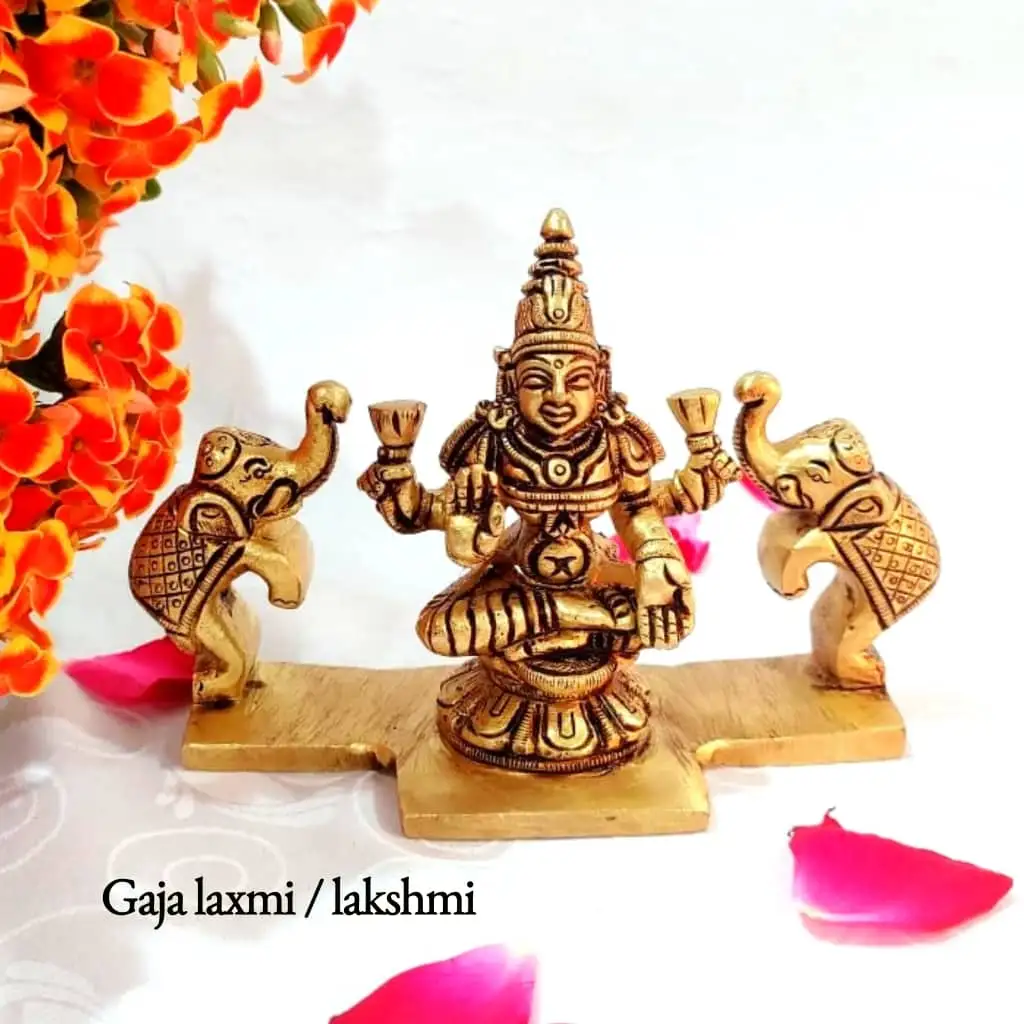 Gaja Laxmi / Lakshmi Statue Brass Antique Finish Gajalaxmi Brass Sculpture - Large - image 1