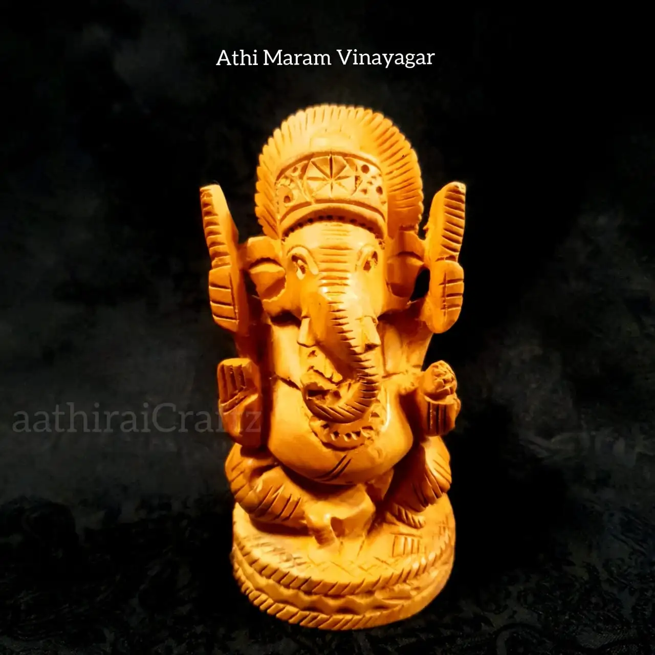 Athi Maram Vinayagar Wooden Antique Finish - image 1