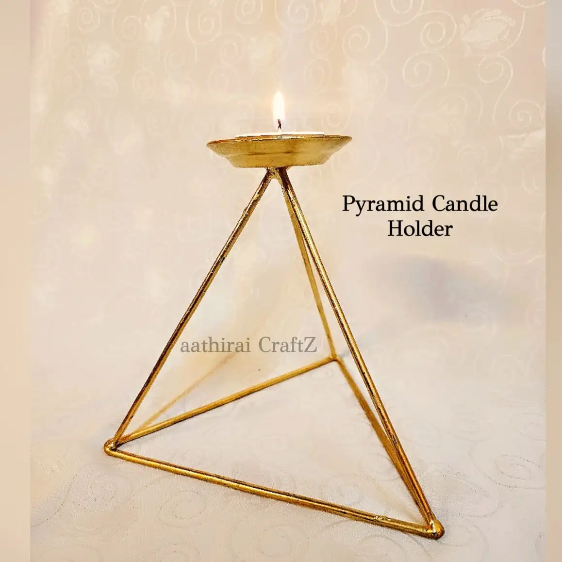 Pyramid-Diya / Candle Stand with Single Bell - image 1