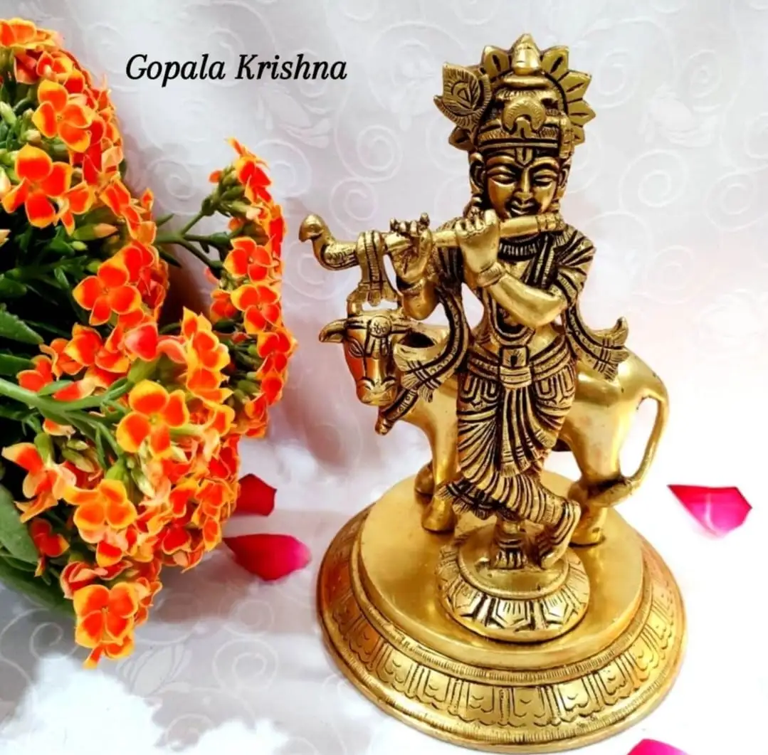 Gopala Krishna statue Brass Antique Finish - image 2