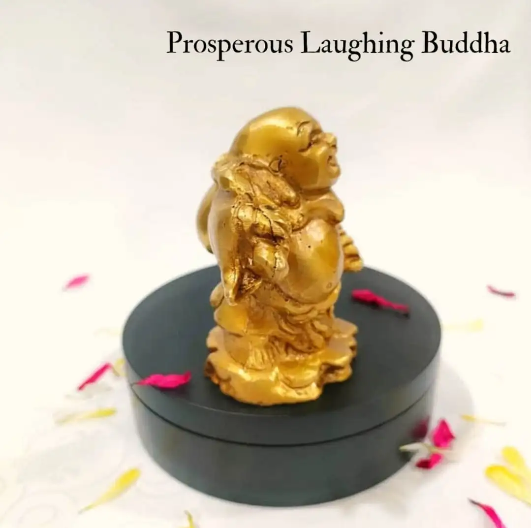 Prosperous Laughing Buddha statue Brass Antique Finish - image 2