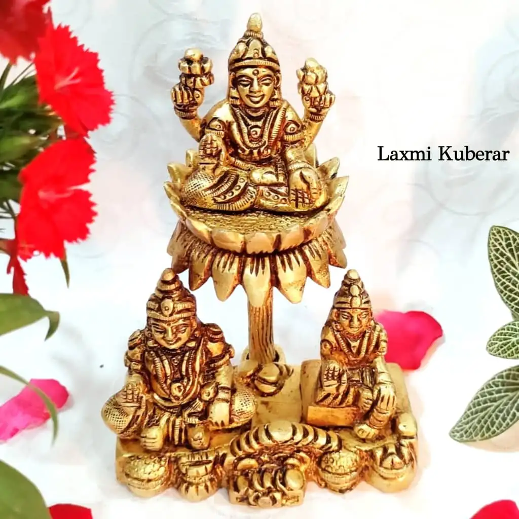 Laxmi Kuberan Idol Brass Antique Finish - image 1