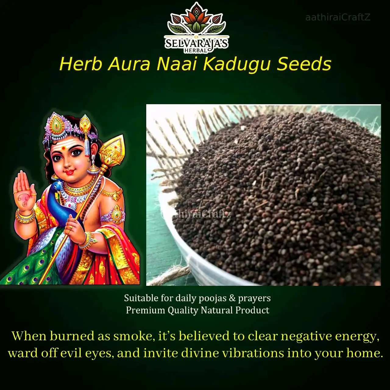 Herb Aura Naai Kadugu Seeds / Traduzione automatica - 100G - image 1