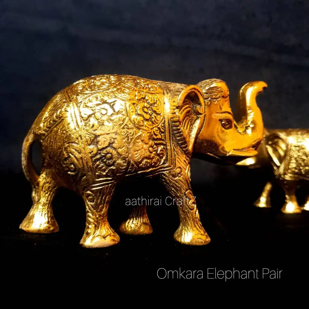 Omkara Elephant Pair - Aluminium Antique Finish - image 2
