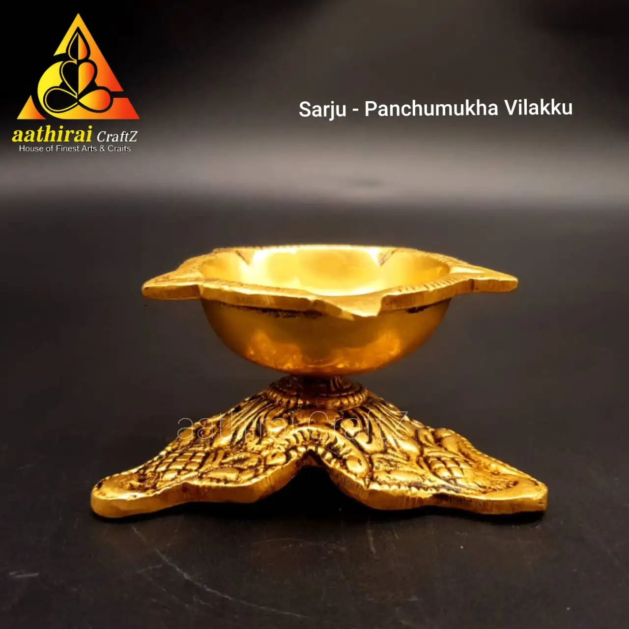 Sarju - Panchumukha Vilaku / Five Faces Lamp / 3 Leg Base - image 1