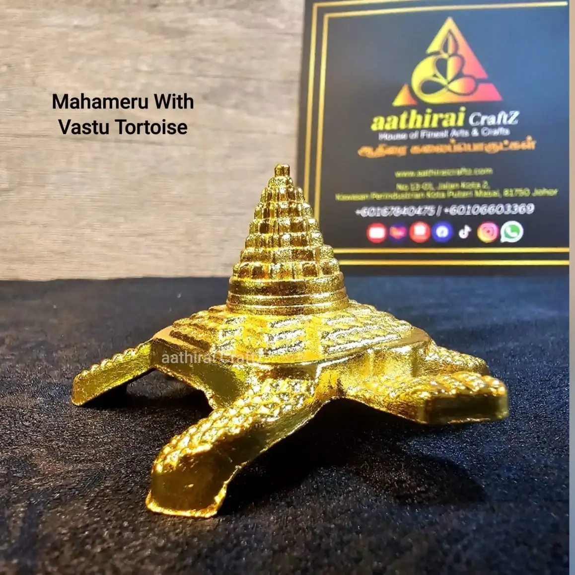 Vaastu Tortoise with Mahameru - Aluminum Antique Finish - image 1
