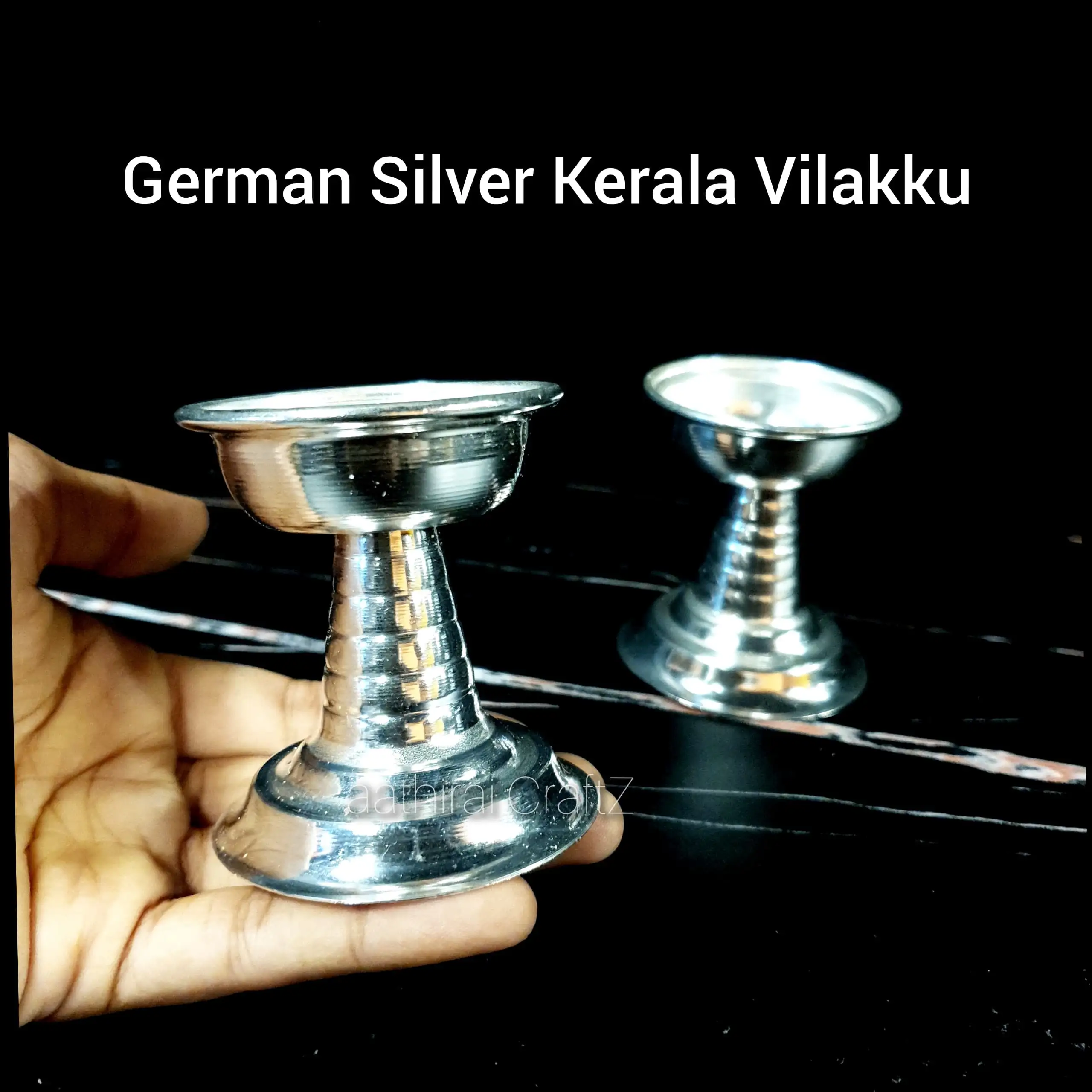 German Silver Kerala Vilakku Pair - image 2