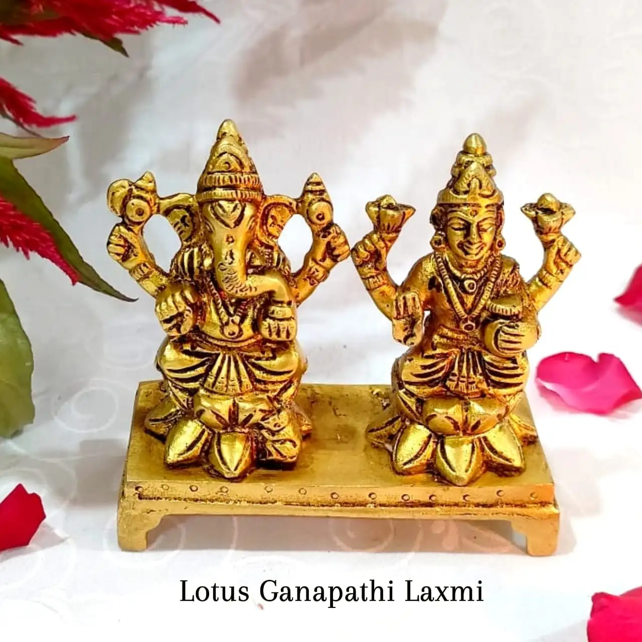 Lotus Ganapathi Laxmi Brass Antique Finish - image 1