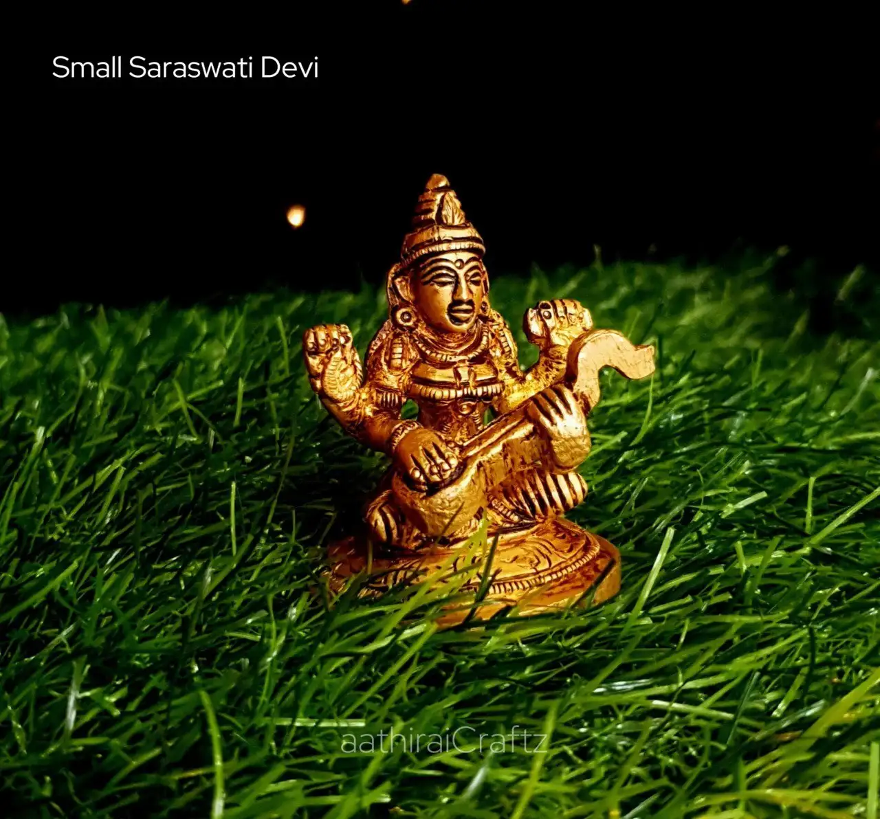 Small Saraswati Devi/ Saraswathi Devi
Brass Antique Finish - image 1