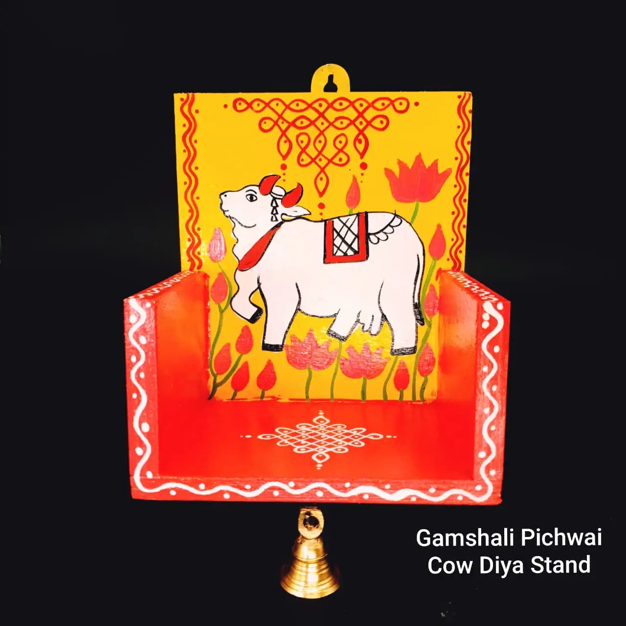 Gamshali Pichwai Cow Diya Stand / Rangoli Design - image 1