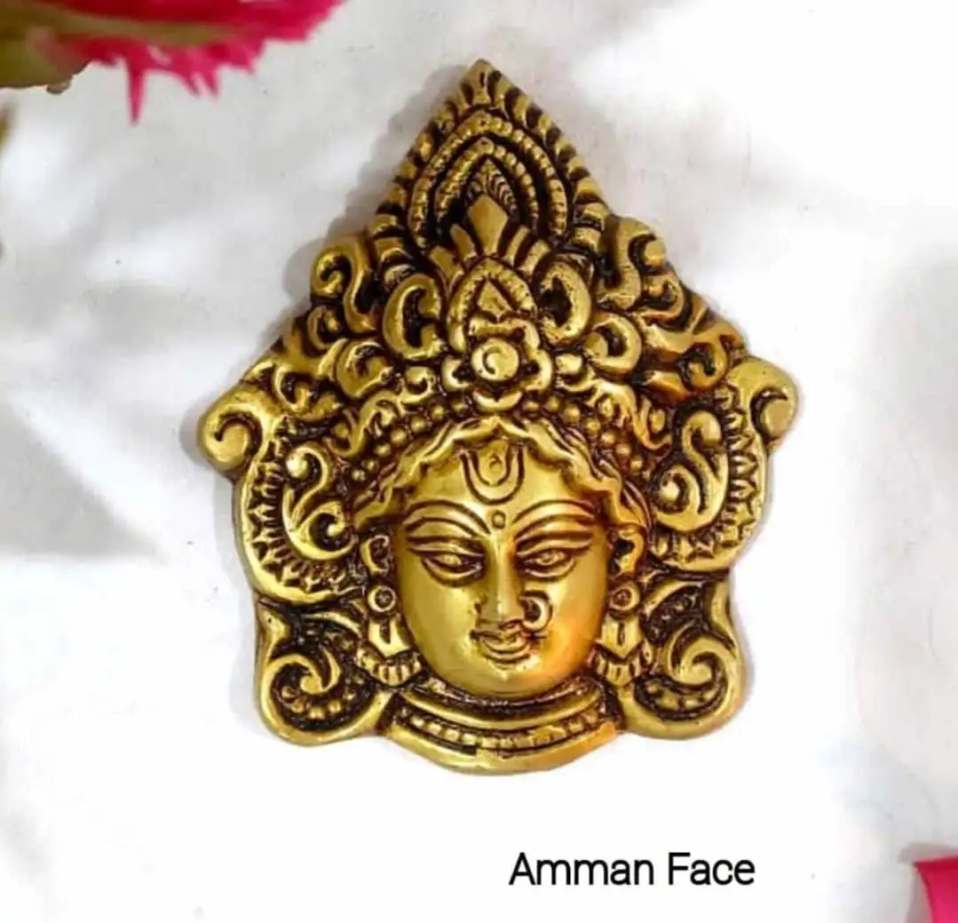 Hanging Durgai Amman Face Brass Antique Finish - image 1