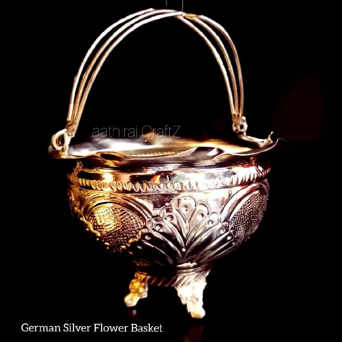 German Silver Flower Basket - image 1
