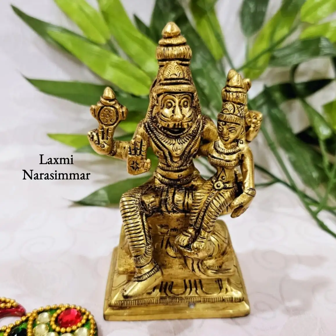 Laxmi narasimmar Brass Antique Finish - image 1