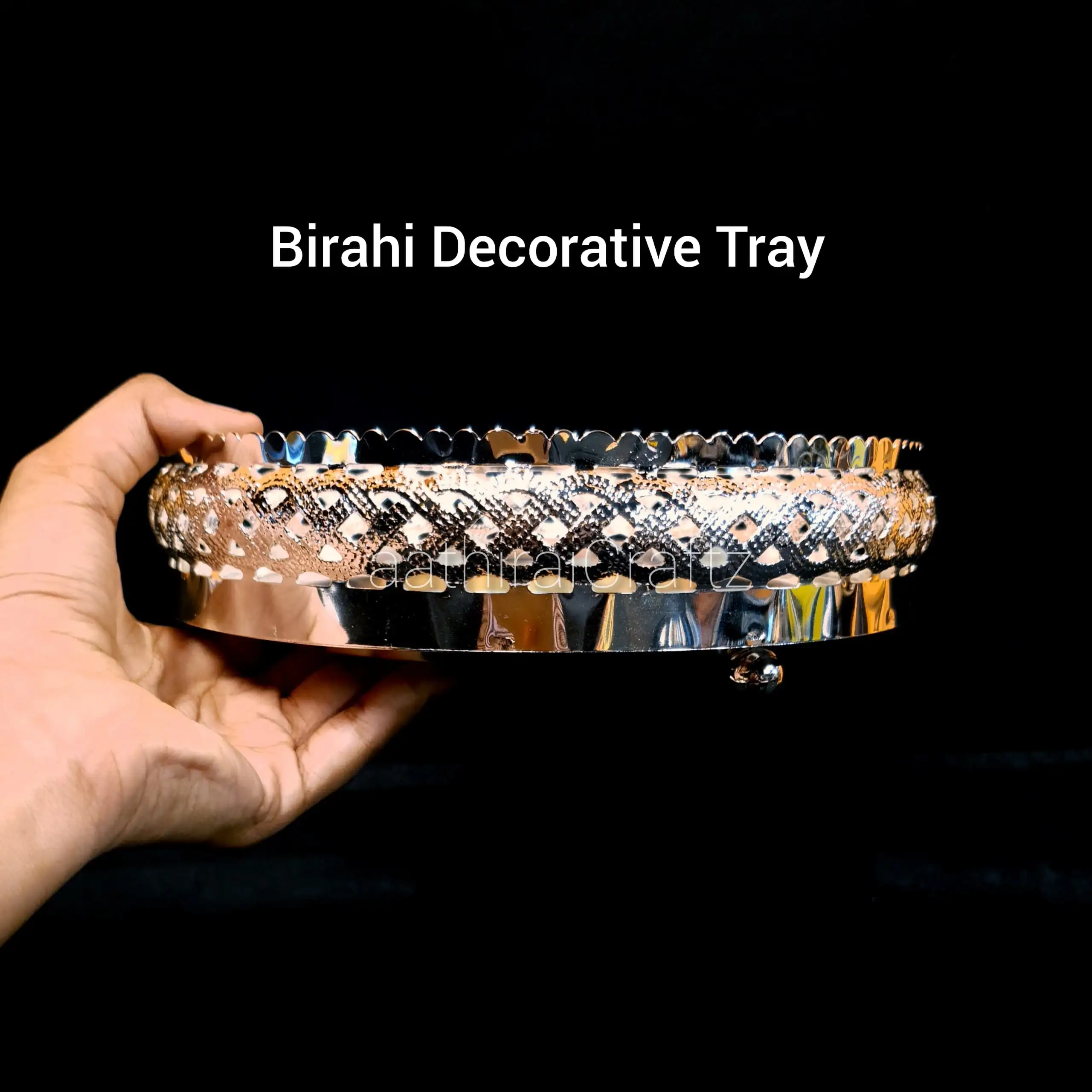 Birahi Decorative Tray / Birahi German Silver Pooja Tray - image 1
