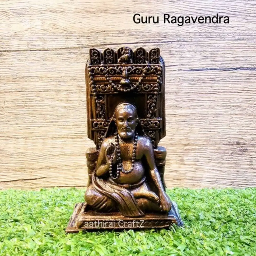 Guru Ragavendra Swami Copper Antique Finish Sculpture - image 1