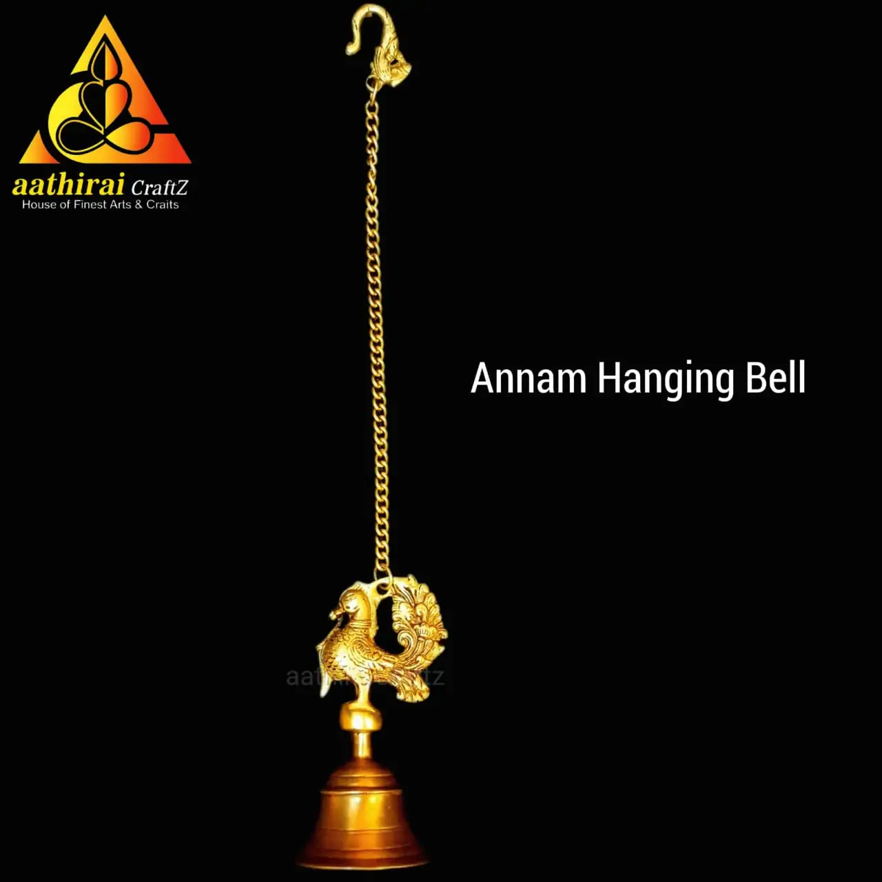 Annam Hanging Bell Brass Antique Finish - image 1