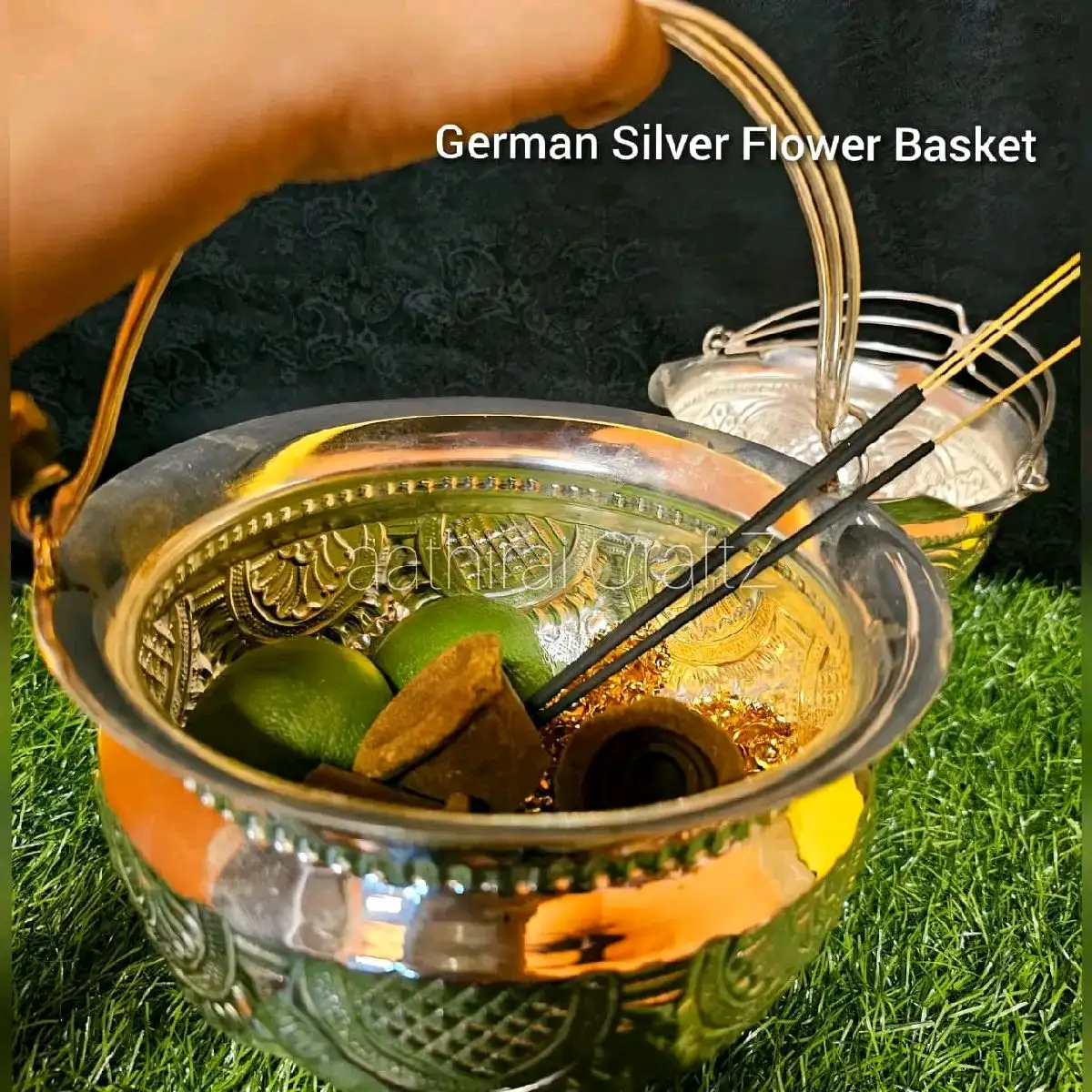 German Silver Flower Basket - image 2