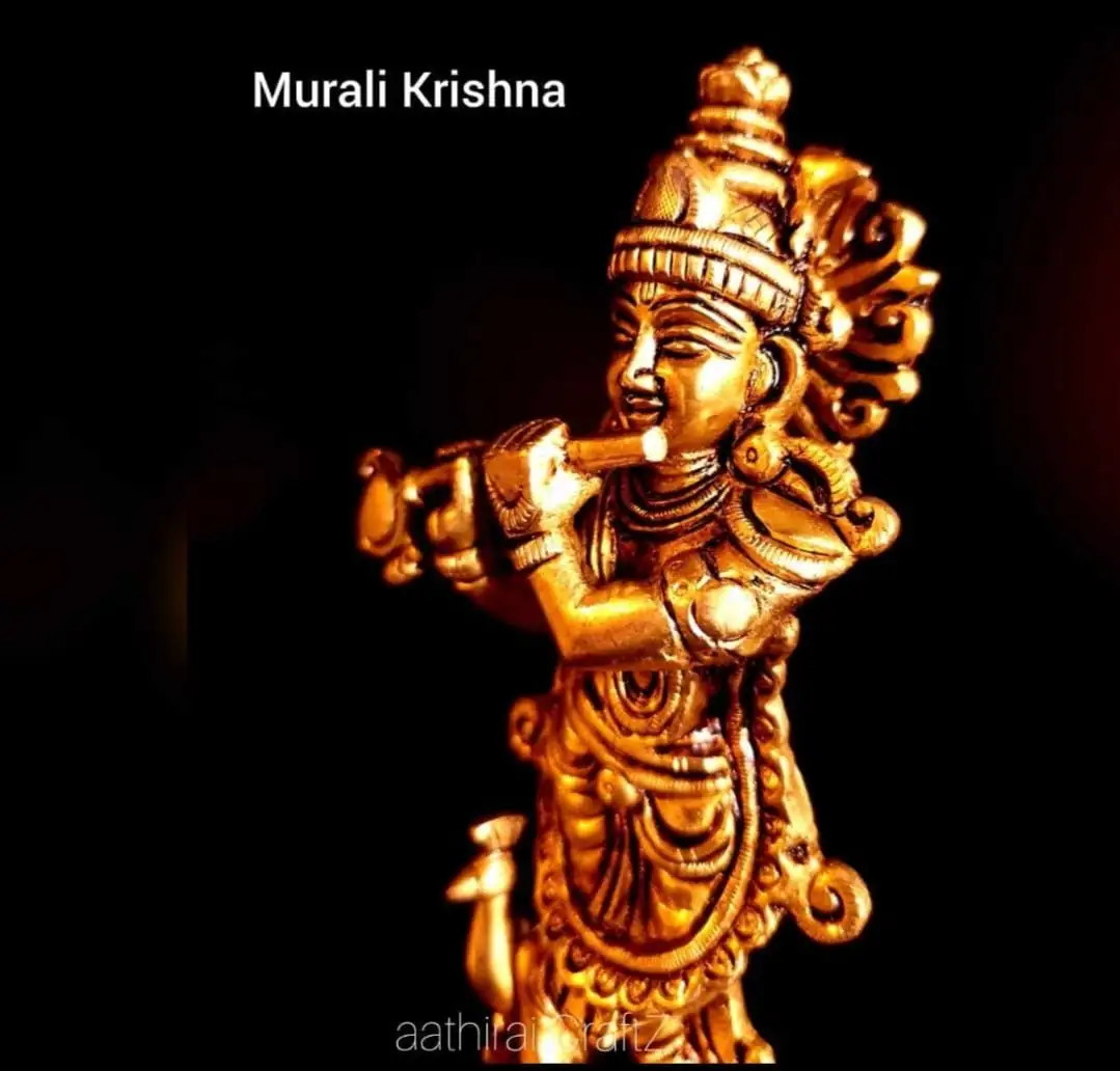 Murali Krishna Statue Brass Antique Finish Krishna Brass Sculpture - image 2