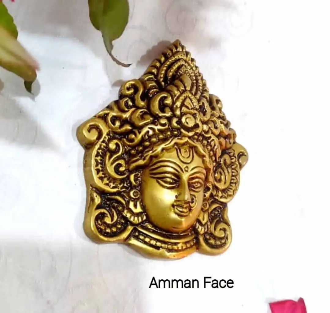Hanging Durgai Amman Face Brass Antique Finish - image 2