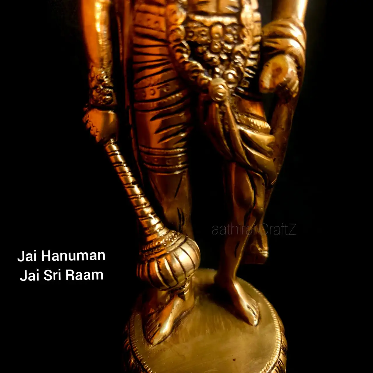 Veera Anjaneya / Hanuman Statue Brass Antique Finish - image 2
