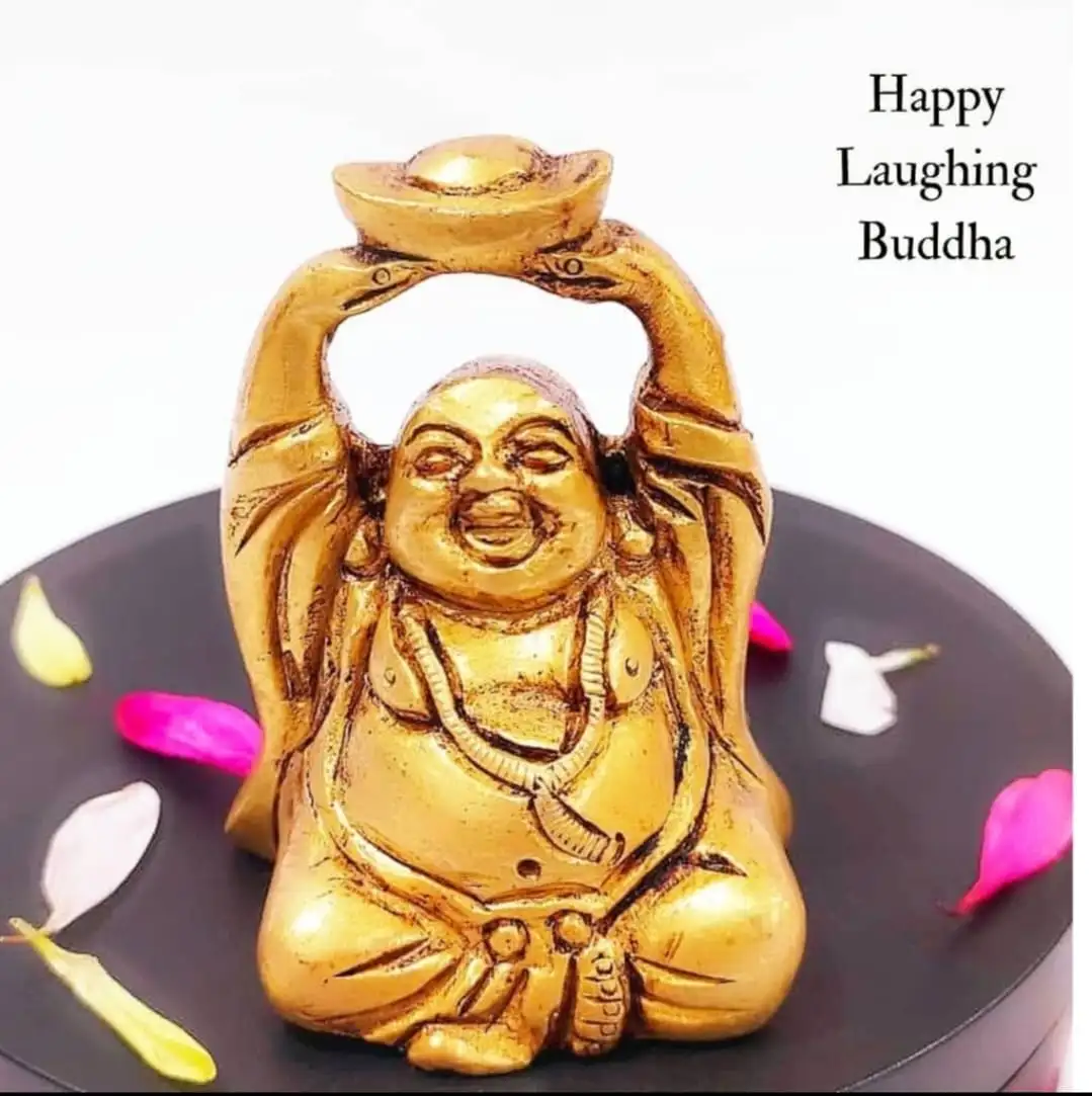 Prosperous Laughing Buddha statue Brass Antique Finish - image 1