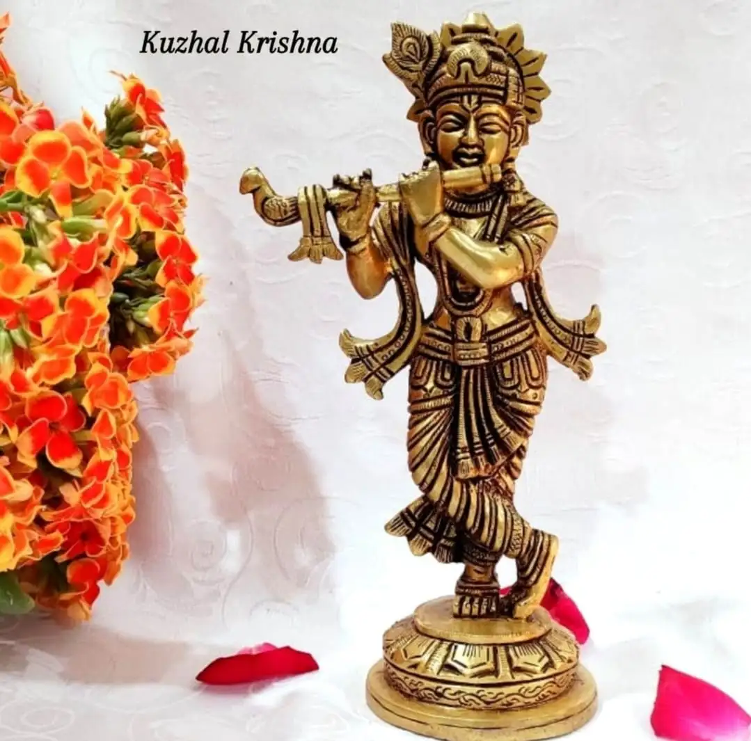 Kuzhal Krishna statue Brass Antique Finish - image 1