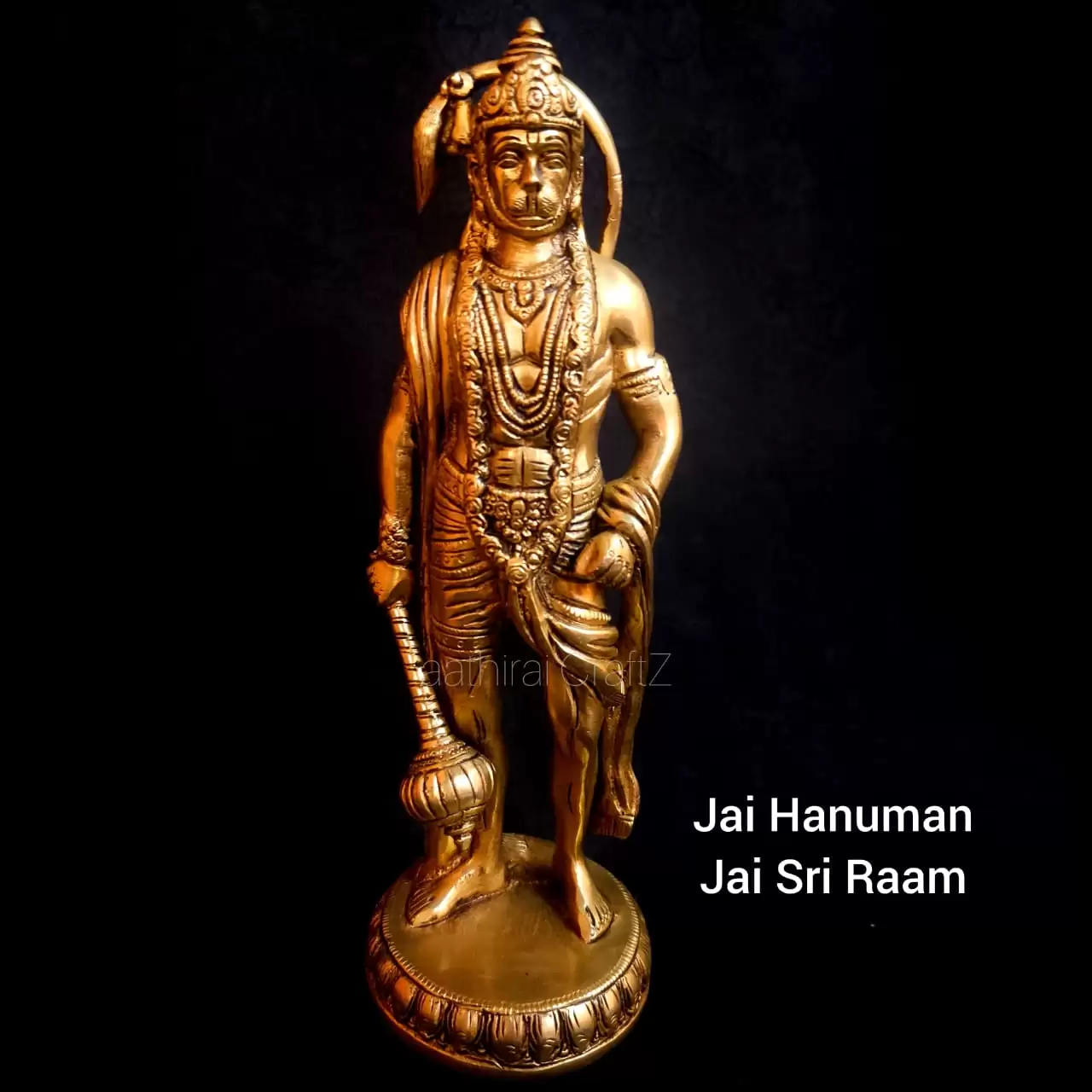 Veera Anjaneya / Hanuman Statue Brass Antique Finish - image 1