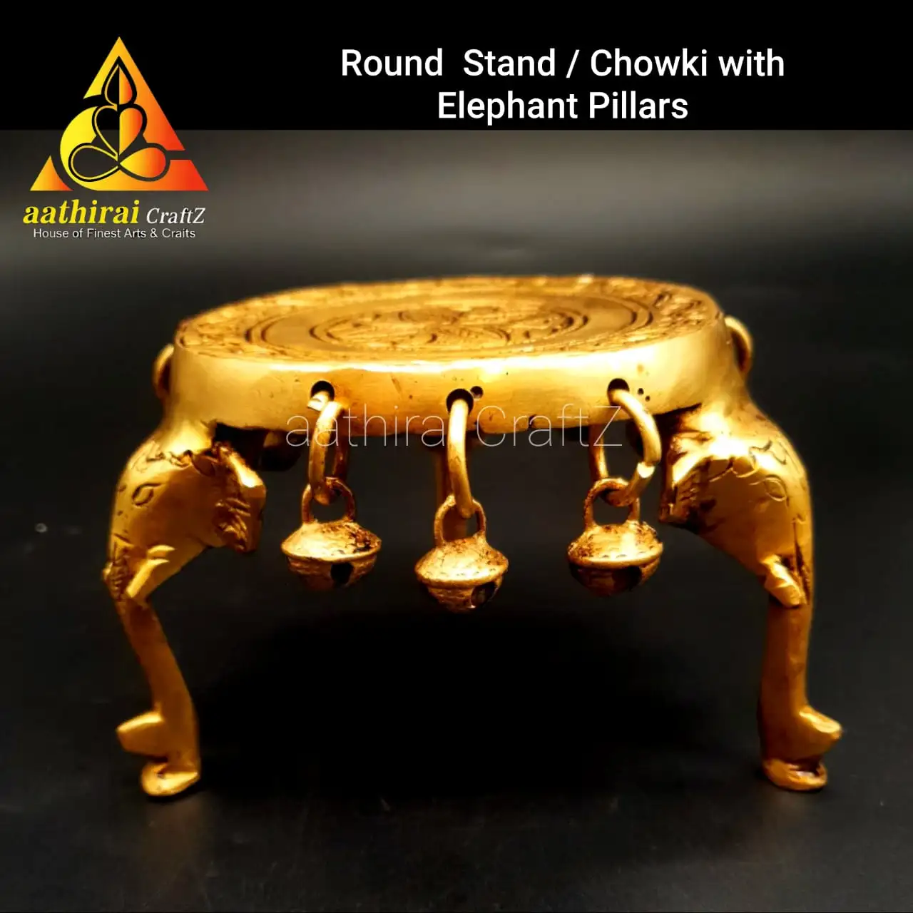Round Stand / Chowki With Elephant Pillars - image 1