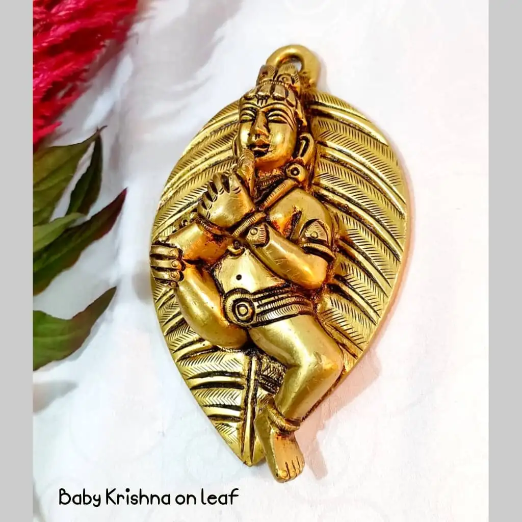 Hanging Baby Krishna on leaf - image 1