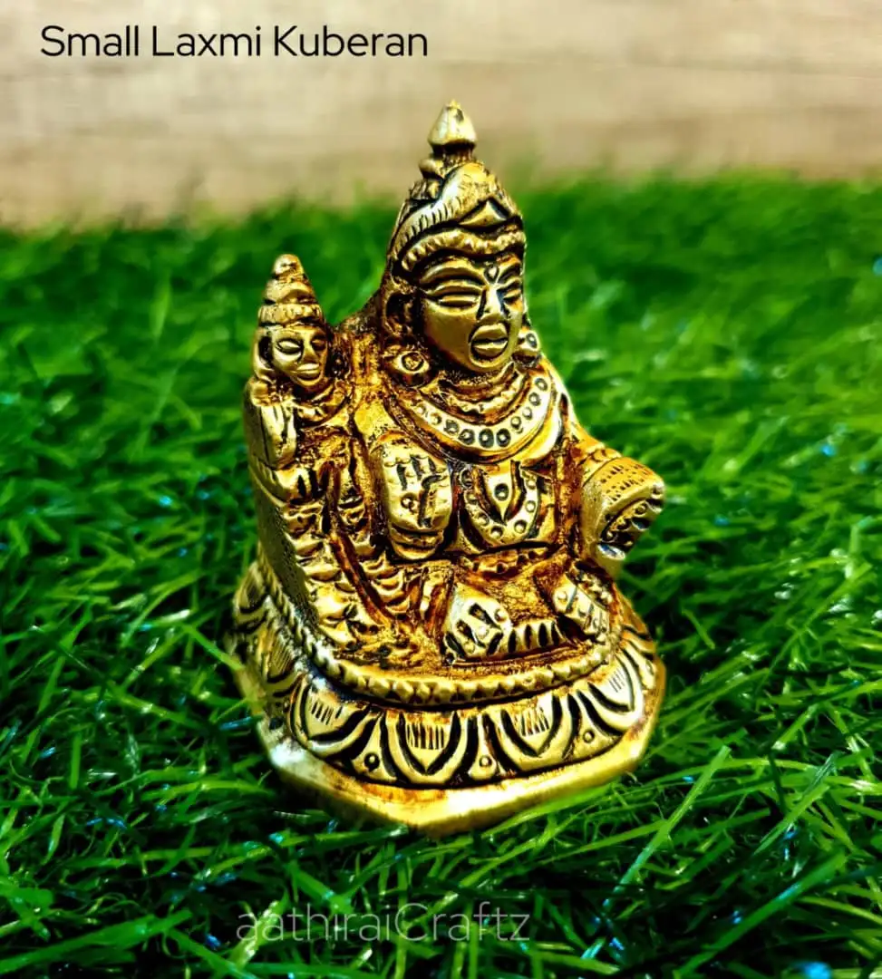 Small Laxmi Kuberan Idol Brass Antique Finish - image 2
